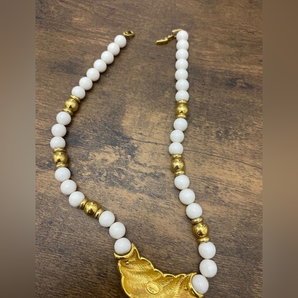 Napier White & Gold Acrylic Bead Necklace - Picture 7 of 9